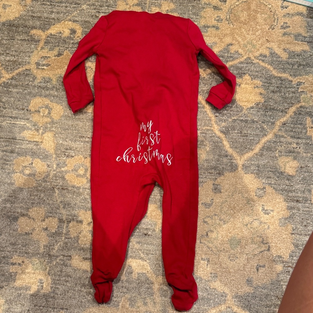 Pottery Barn Kids Red 'My First Christmas' Footie